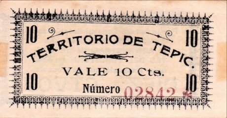 Аверс банкноты 10 centavos „Terytorium Tepic” (Meksyk) 1915