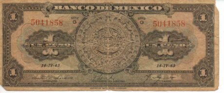 Аверс банкноты 1 песо (Мексика) 1943 года