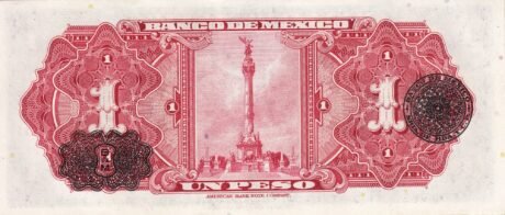 Реверс банкноты 1 песо (Мексика) 1943 года