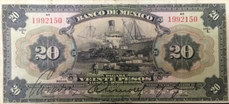 Аверс банкноты 20 песо (Мексика) 1925 года