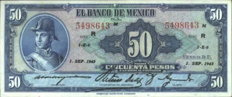 Аверс банкноты 50 песо (Мексика) 1941 года