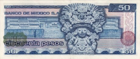 Реверс банкноты 50 pesos (Meksyk) 1973