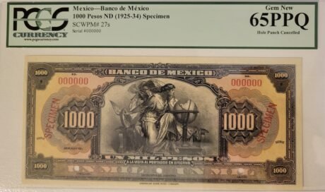 Аверс банкноты 1000 песо (Мексика) 1925 года