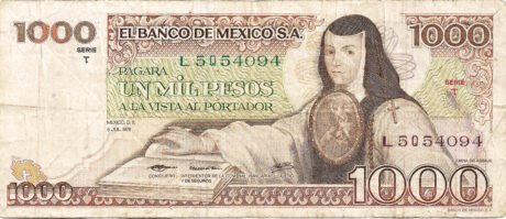 Аверс банкноты 1000 песо (Мексика) 1978 года