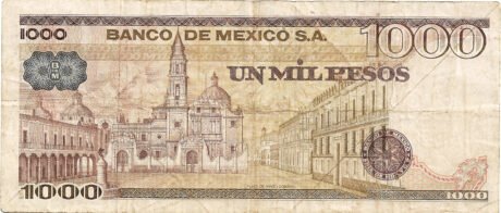 Реверс банкноты 1000 песо (Мексика) 1978 года