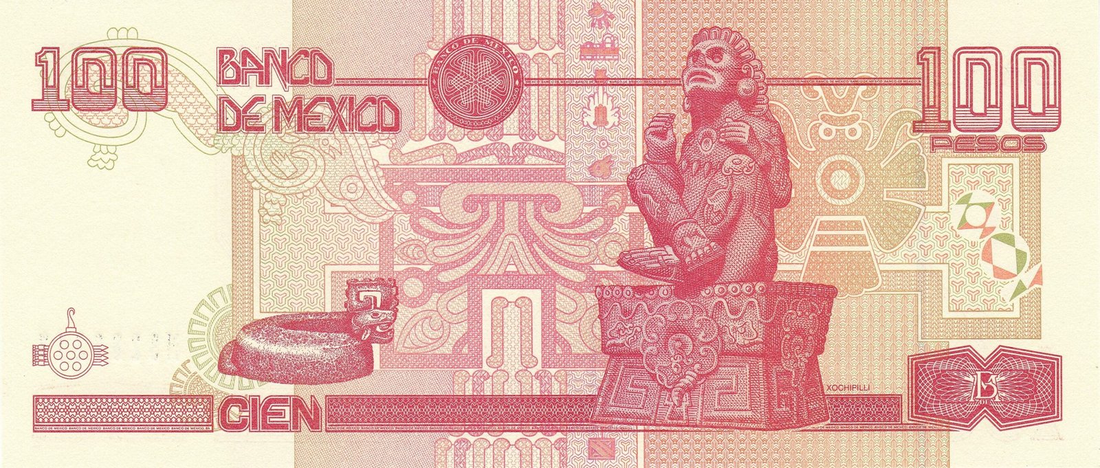 Реверс банкноты 100 песо (Мексика) 2000 года