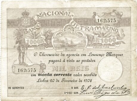 Аверс банкноты 1000 реалов (Мозамбик) 1906 года