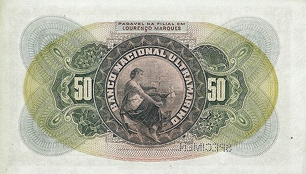 Реверс банкноты 50000 реалов (Мозамбик) 1909 года