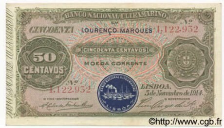 Аверс банкноты 50 centavos (Mozambik) 1914