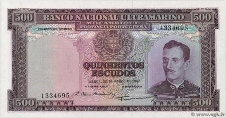 Аверс банкноты 500 эскудо (Мозамбик) 1953 года