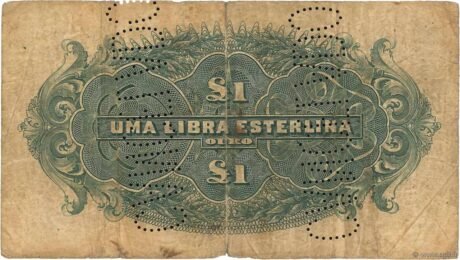 Реверс банкноты 1 либр (Мозамбик) 1919 года