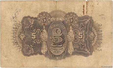 Реверс банкноты 5 libre (Mozambique) 1919