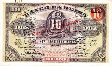 Аверс банкноты 10 libre (Mozambique) 1919
