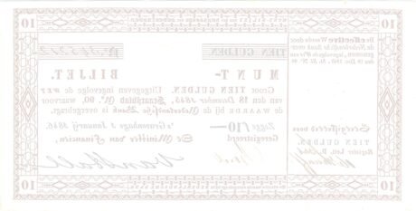 Реверс банкноты 10 guldenów (Holandia) 1846