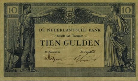 Аверс банкноты 10 guldenów (Holandia) 1921