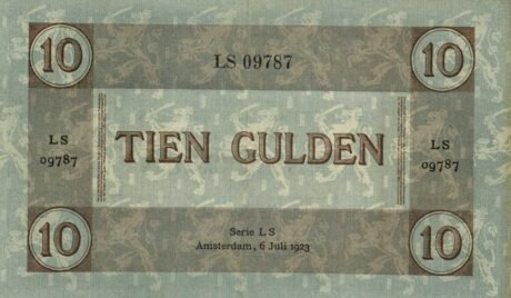 Реверс банкноты 10 guldenów (Holandia) 1921