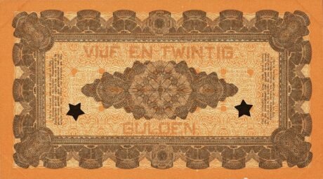 Реверс банкноты Dodatkowy banknot 25 guldenów (Holandia) z 1914 r.