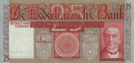 Аверс банкноты 25 guldenów „Willem Mess” (Holandia) 1931