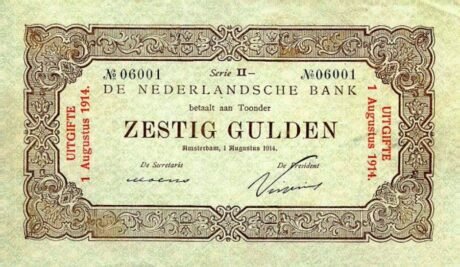 Аверс банкноты 60 guldenów (Holandia) 1914
