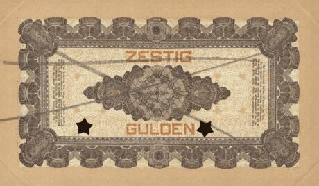 Реверс банкноты Dodatkowy banknot 60 guldenów (Holandia) 1914