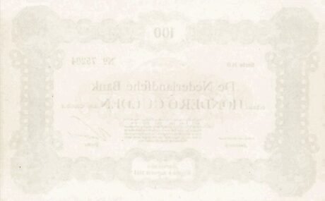 Реверс банкноты Dodatkowy banknot 100 guldenów (Holandia) 1914