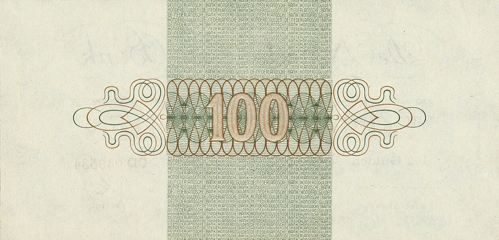 Реверс банкноты 100 гульденов (Нидерланды) 1945 года