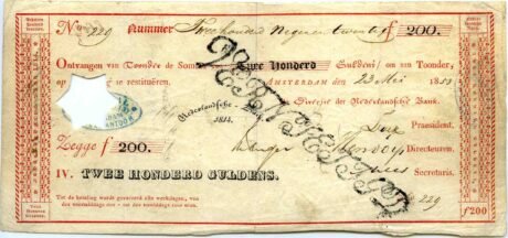 Аверс банкноты 200 гульденов (Нидерланды) 1814 года