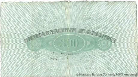 Реверс банкноты 300 гульденов (Нидерланды) 1859 года