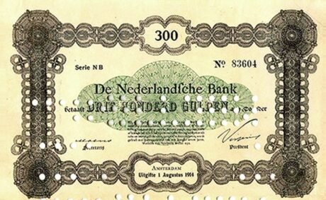 Аверс банкноты Dodatkowy banknot 300 guldenów (Holandia) 1914