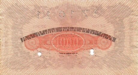 Реверс банкноты 1000 гульденов (Нидерланды) 1859 года