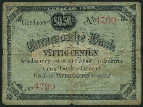 Аверс банкноты 50 центов (Нидерланды) 1892 года