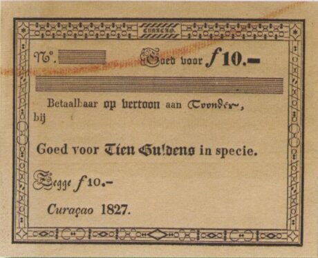 Аверс банкноты 10 гульденов (Нидерланды) 1827 года