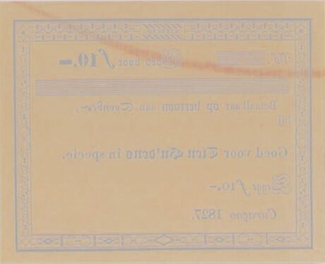 Реверс банкноты 10 гульденов (Нидерланды) 1827 года