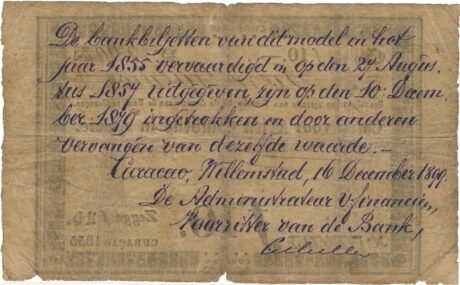 Реверс банкноты 10 guldenów (Holandia) 1855