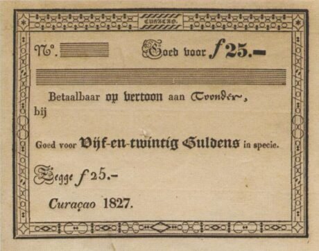 Аверс банкноты 25 гульденов (Нидерланды) 1827 года
