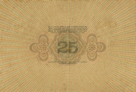 Реверс банкноты 25 guldenów (Holandia) 1918