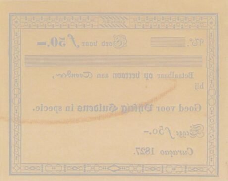 Реверс банкноты 50 гульденов (Нидерланды) 1827 года