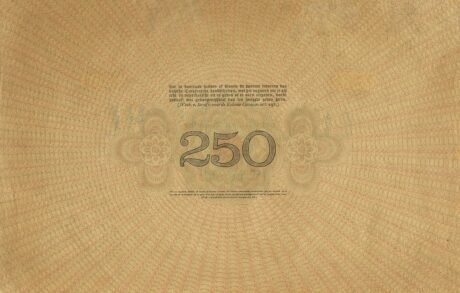 Реверс банкноты 250 гульденов (Нидерланды) 1918 года