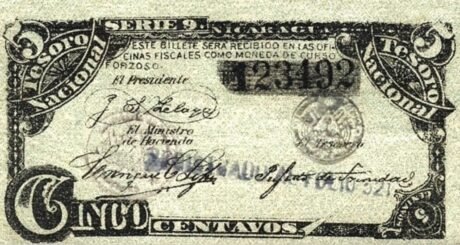 Аверс банкноты 5 centavos (Nikaragua) 1894