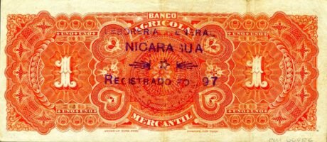 Реверс банкноты 1 песо (Никарагуа) 1896 года