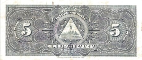 Реверс банкноты 5 песо (Никарагуа) 1910 года
