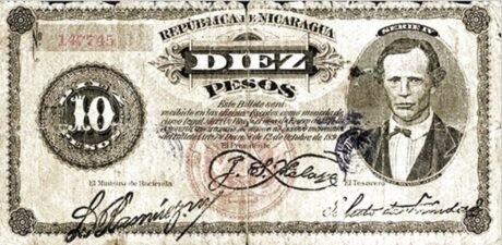 Аверс банкноты 10 pesos (Nikaragua) 1894