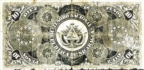 Реверс банкноты 10 pesos (Nikaragua) 1894