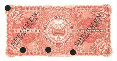 Реверс банкноты 25 песо (Никарагуа) 1900 года
