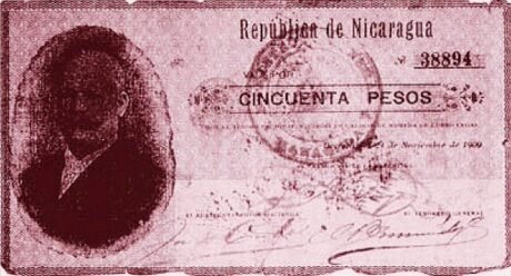 Аверс банкноты 50 песо (Никарагуа) 1909 года