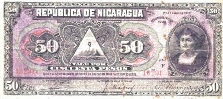 Аверс банкноты 50 песо (Никарагуа) 1910 года