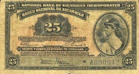 Аверс банкноты 25 centavos (Nikaragua) 1914