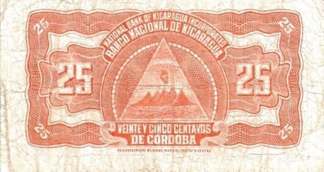 Реверс банкноты 25 centavos (Nikaragua) 1938