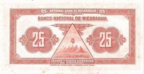 Реверс банкноты 25 centavos (Nikaragua) 1938