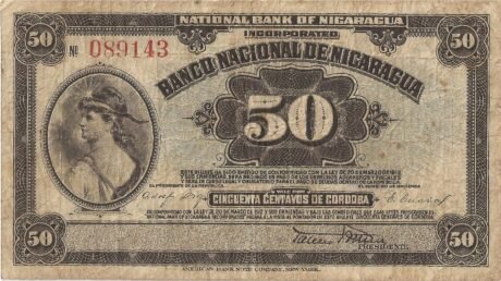 Аверс банкноты 50 сентаво (Никарагуа) 1914 года